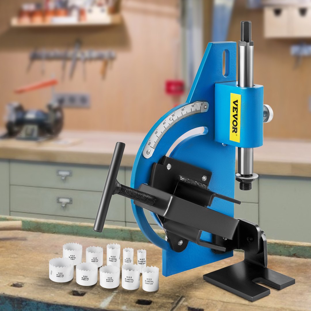 VEVOR Tubo Notcher Capacidad máx. de 2 1/8" Kit de Notcher para Tubos y Tuberías 0-60 grados Flexible 10 Sierras de Calado Cortadora de Tubos Notcher Acero para Cortar Metal, Madera y Tableros de PVC