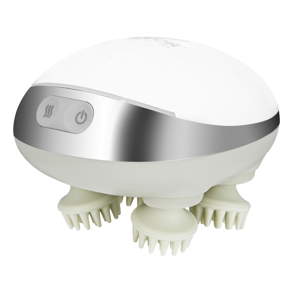 VEVOR Electric Scalp Massager with Heat, Rechargeable Heated Head Massager, IPX7 Waterproof | Portable Kneading Scalp Scraper with 8 Detachable Massage Heads for Hair Growth, Deep Cleansing, Stress Relief