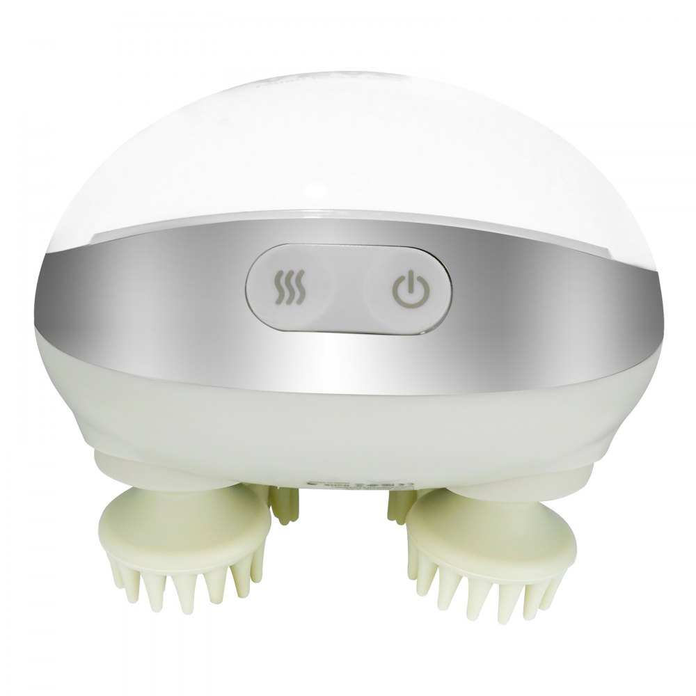 Masajeador eléctrico para el cuero cabelludo con calor VEVOR, masajeador de cabeza recargable con calefacción, resistente al agua IPX7 | Rascador portátil para el cuero cabelludo con 8 cabezales de masaje extraíbles para el crecimiento del cabello, limpieza profunda y relajación del estrés