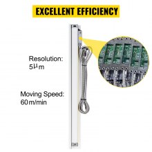 VEVOR Escala Lineal de Torno de Alta Precisión 250 mm / 1000 mm, Molino de Torno Escala Lineal 5 μm a 20 ºC Regla de Rejilla 46,5" x 4,3" x 3,9" Alto Rendimiento con Cable de Señal 3 m para Fresadora