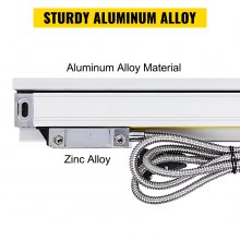 VEVOR Escala Lineal de Torno de Alta Precisión 250 mm / 1000 mm, Molino de Torno Escala Lineal 5 μm a 20 ºC Regla de Rejilla 46,5" x 4,3" x 3,9" Alto Rendimiento con Cable de Señal 3 m para Fresadora