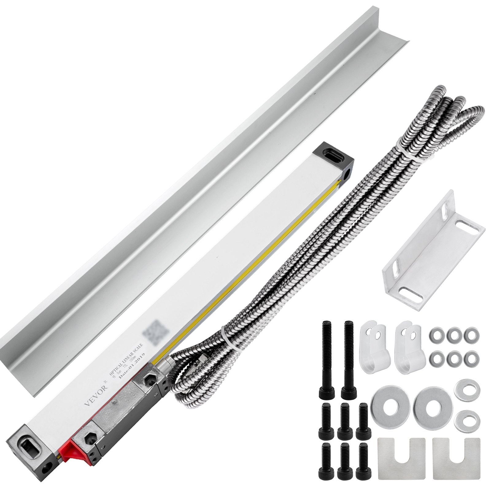 VEVOR Codificador Lineal 2500MM Escala Lineal para Máquina Fresado Torno con Accesorio Escala Lineal con Cable 3 m Regla Escala Herramientas de Medición Escala de Vidrio Lineal Torno Escala Lineal