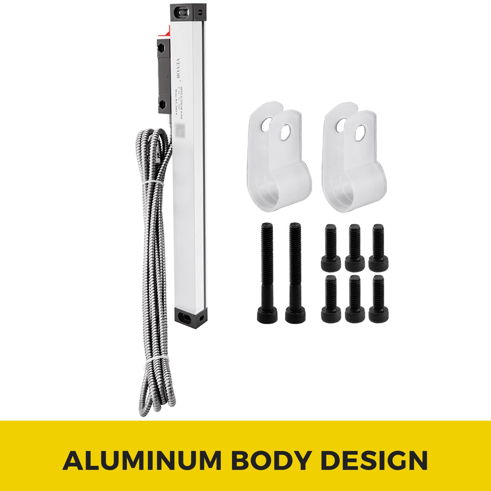 VEVOR Codificador Lineal 2500MM Escala Lineal para Máquina Fresado Torno con Accesorio Escala Lineal con Cable 3 m Regla Escala Herramientas de Medición Escala de Vidrio Lineal Torno Escala Lineal