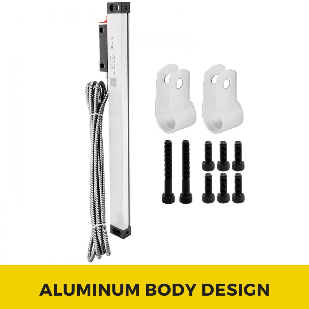 VEVOR Codificador Lineal 5V Escala Lineal para Máquina de Fresado Torno 300mm Escala Lineal Óptica con Cable de 3m para el Trabajo con Metales Tornos Rectificadoras Cilíndricas, Fresadoras