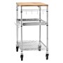 VEVOR Carrito de Cocina de 3 Niveles con Tapa de Madera, Estante de Almacenaje Ajustable, Carrito Auxiliar con Ruedas Giratorias y Asa, Carro de Servicio para Garaje, Lavadero, 76,2 x 45,7 x 91,4 cm