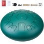 VEVOR Tambor de Lengüeta de Acero 305 mm 13 Notas Tambor de Mano C Mayor Tambor con 2 Mazos y Bolsa de Transporte Instrumento de Percusión de Tambor de Mano para Educación Musical y Yoga, Verde