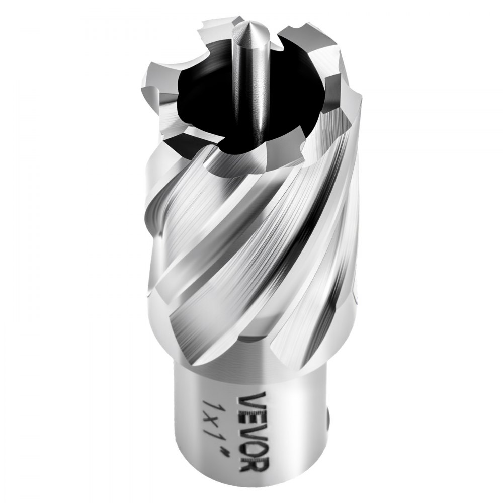 VEVOR Juego de Cortadores Anulares 4 Piezas, Juego de Brocas HSS M2AL de Vástago Weldon, Profundidad de Corte 25,4 mm, Diámetro 25,4 mm con 2 Cortadores, 2 Pasadores Guía para Taladro Magnético