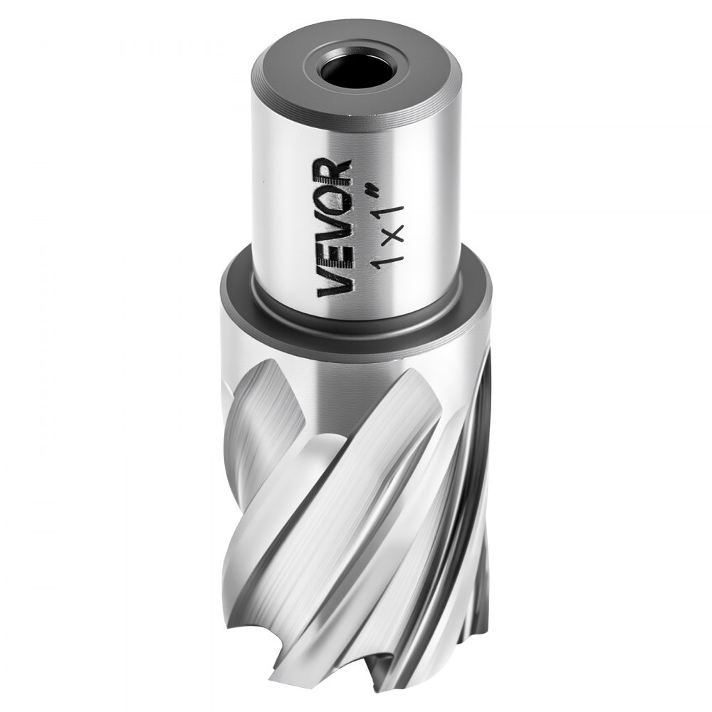 VEVOR Juego de Cortadores Anulares 4 Piezas, Juego de Brocas HSS M2AL de Vástago Weldon, Profundidad de Corte 25,4 mm, Diámetro 25,4 mm con 2 Cortadores, 2 Pasadores Guía para Taladro Magnético