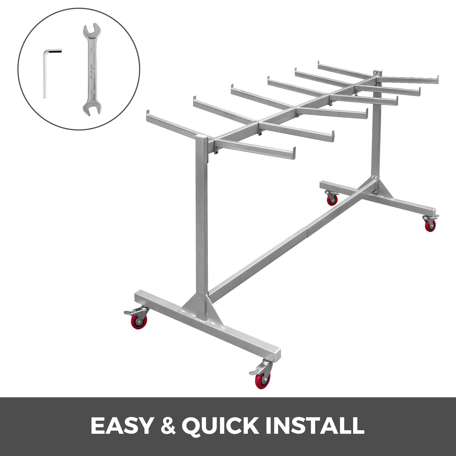 Estante Para Colgar Silla Plegable Con Ruedas 42 Sillas Colgantes Gris Plateado