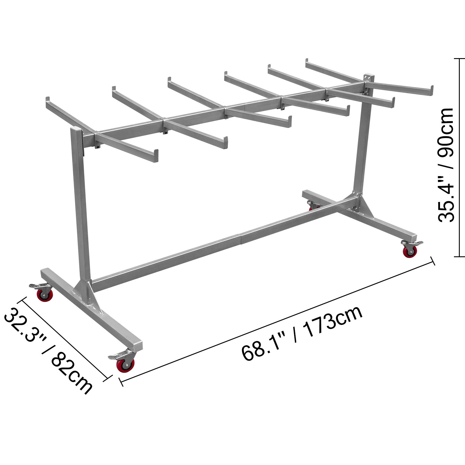 Estante Para Colgar Silla Plegable Con Ruedas 42 Sillas Colgantes Gris Plateado