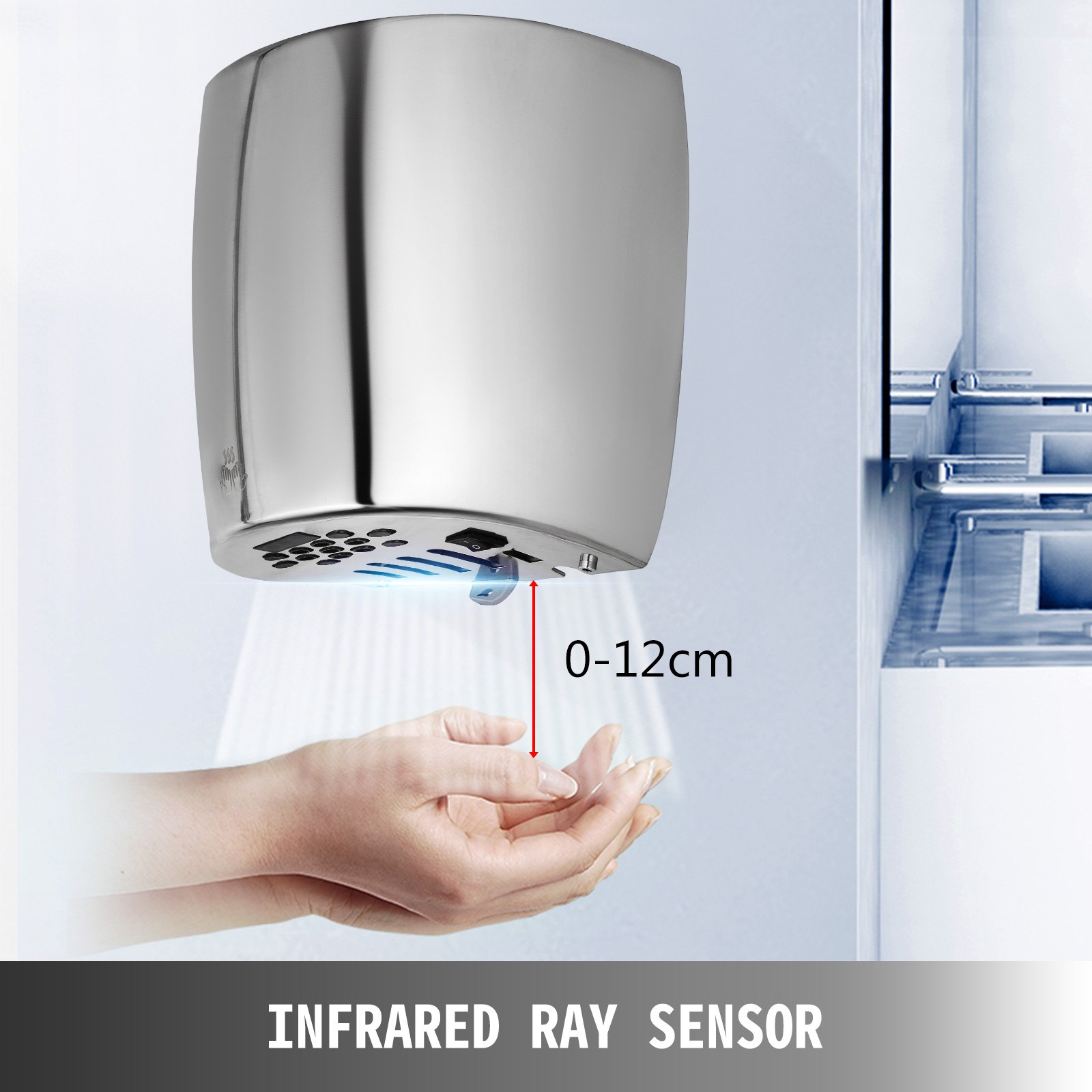 Secador De Manos Electrónico Automático Sensor Infrarojo Montaje En Pared 1200w