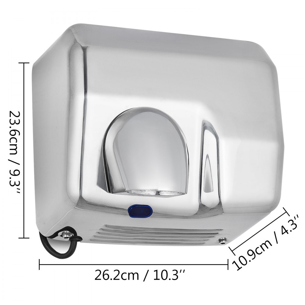 2500W Automatic Hand Dryer Brushed Stainless Steel High Speed
