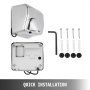 2500W Automatic Hand Dryer Brushed Stainless Steel High Speed