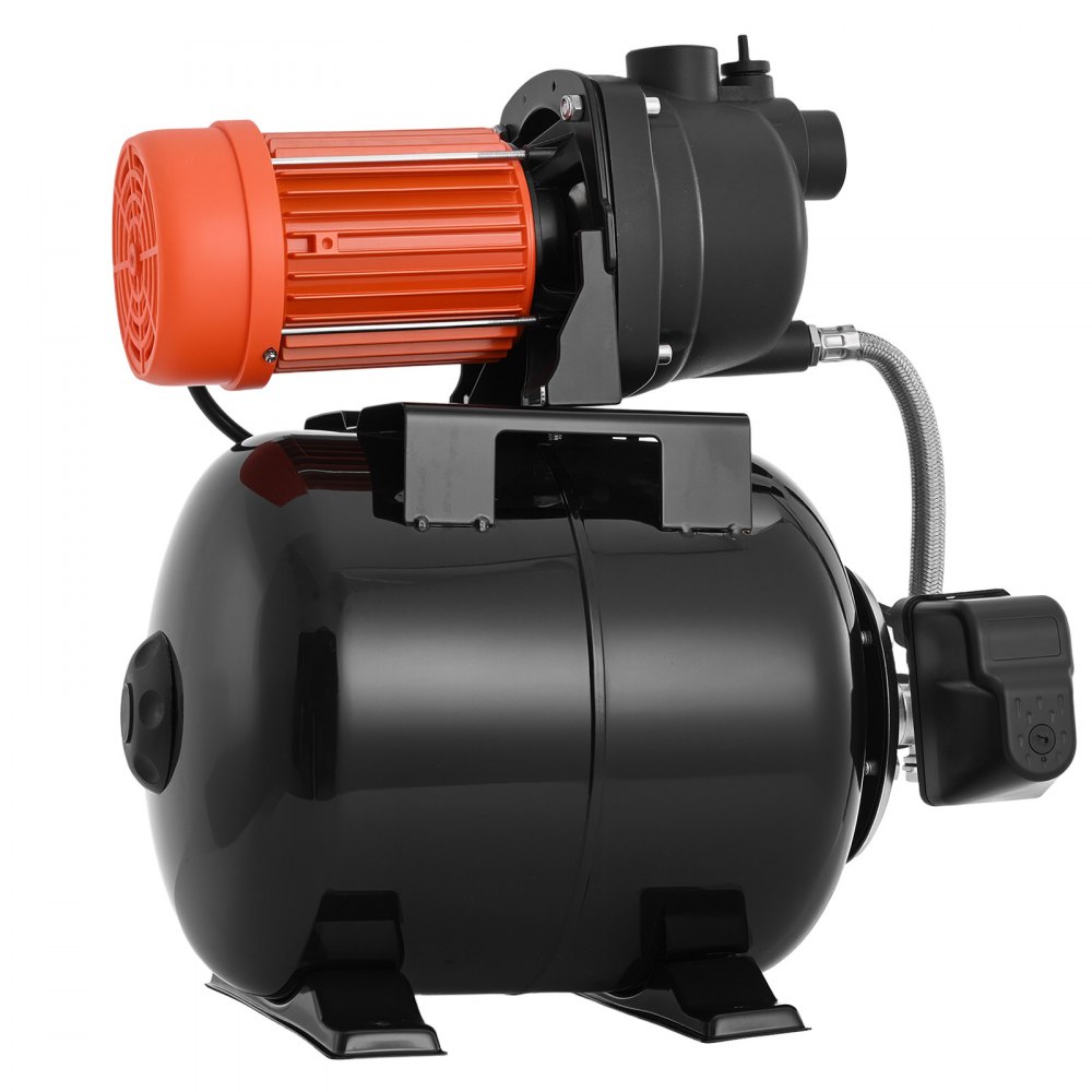 VEVOR Bomba para Pozos Poco Profundos 1,1 HP, Bomba de Agua de Trasvase 5000 LPH, con Tanque de Presión 19 L, Plástico, Sistema Automático de Transferencia de Agua, 1,4-2,8 bar, para Jardín, Césped