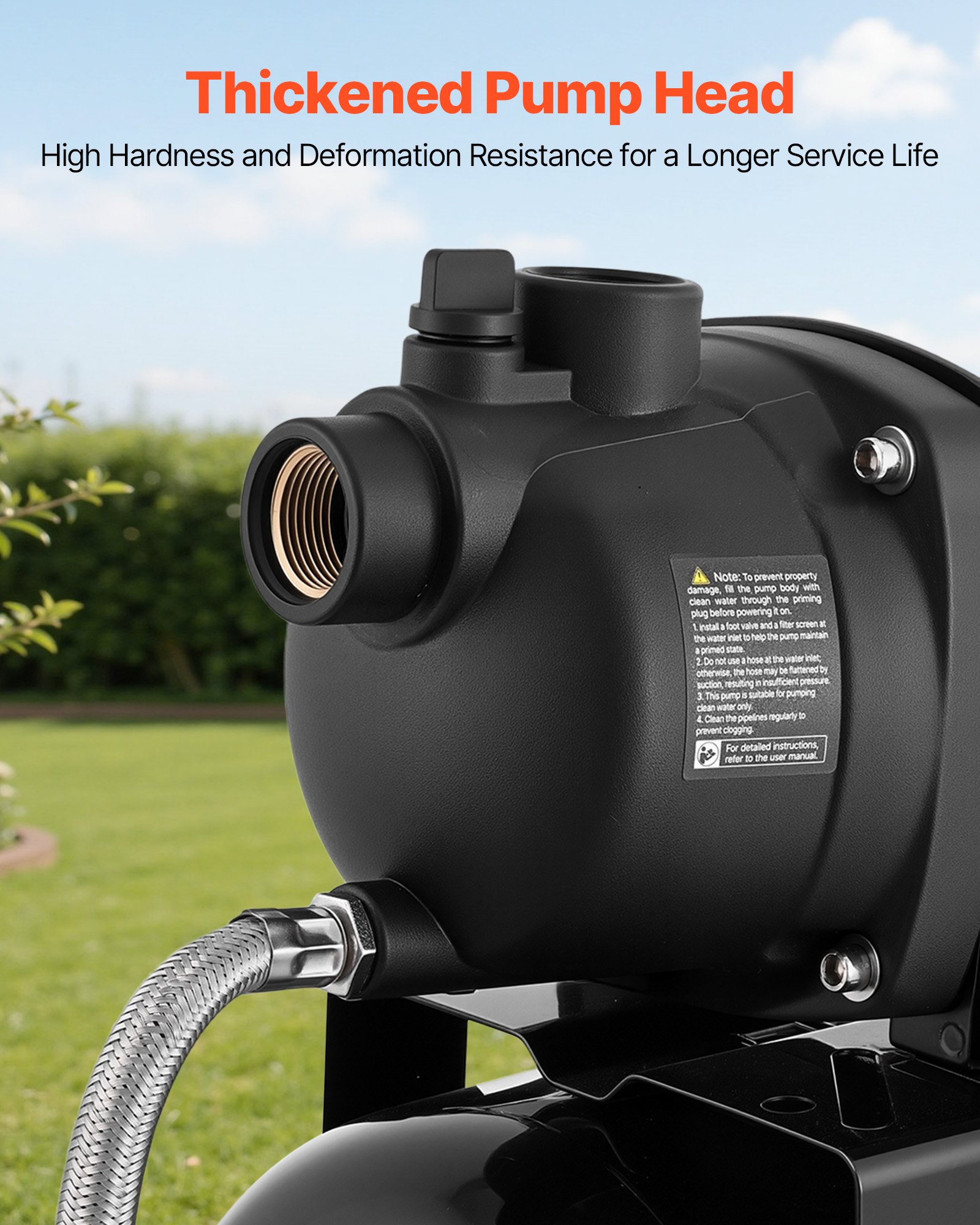 VEVOR Bomba para Pozos Poco Profundos 1,1 HP, Bomba de Agua de Trasvase 5000 LPH, con Tanque de Presión 19 L, Plástico, Sistema Automático de Transferencia de Agua, 1,4-2,8 bar, para Jardín, Césped