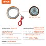 VEVOR Cuerda de Cabrestante 9,5 mm x 30,5 m Cable Sintético Resistencia a la Rotura 67,6 kN con Funda Protectora, Gancho de Cabrestante Forjado, Correa de Tracción para ATV, UTV, Vehículo, Camioneta