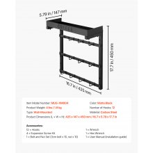 VEVOR Soporte para Tazas de Café Montado Pared 12 Ganchos 425 x 147 x 450 mm