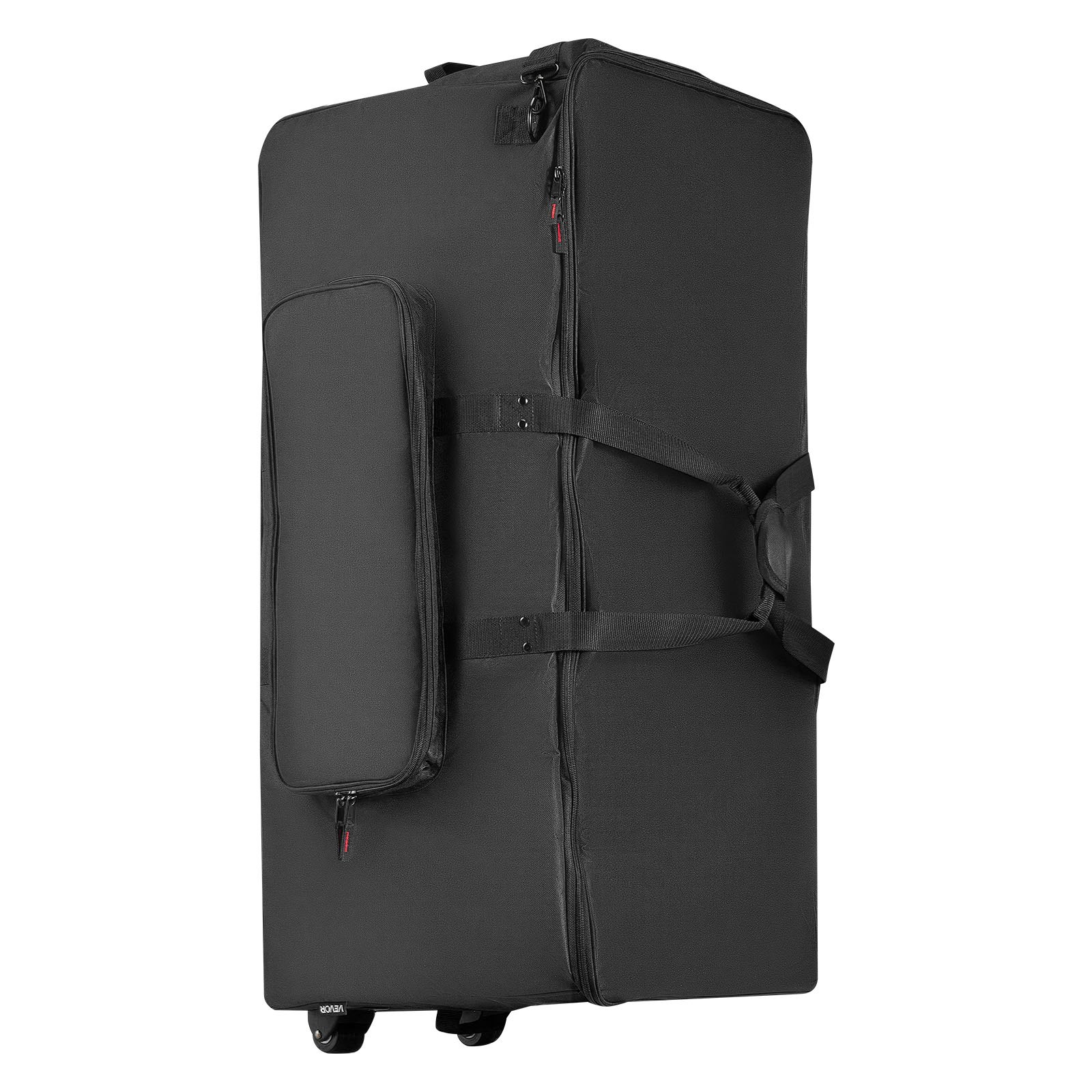 VEVOR Bolsa de Transporte para Kit de Batería Electrónica, 920 x 420 x 410 mm, Bolsa de Viaje con Ruedas Divisores Ajustables Correa de Hombre Desmontable, para Caja Tom Bombo Cables Baquetas, Negro