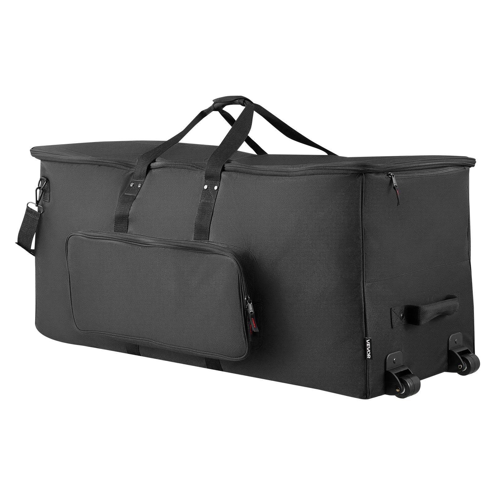 VEVOR Bolsa de Transporte para Kit de Batería Electrónica, 920 x 420 x 410 mm, Bolsa de Viaje con Ruedas Divisores Ajustables Correa de Hombre Desmontable, para Caja Tom Bombo Cables Baquetas, Negro