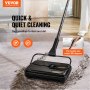 VEVOR Escoba Mecánica Recorrido de Barrido 200 mm Barredora Manual para Suelos y Alfombras con Cepillos Giratorios Fácil de Vaciar Silenciosa Limpiadora de Suelos Duros y Laminados sin Electricidad