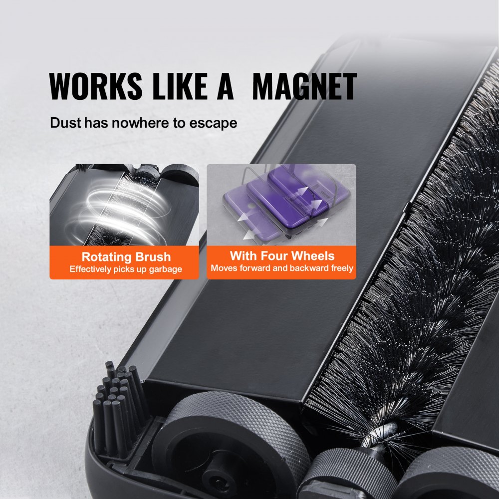 VEVOR Manual Carpet Sweeper, Floor Sweeper with 300 ml Dust Container Capacity, 17 cm Cleaning Width, Sweeper for Home Office Carpets, Pet Hair, Dust, Carpet Cleaning, Purple