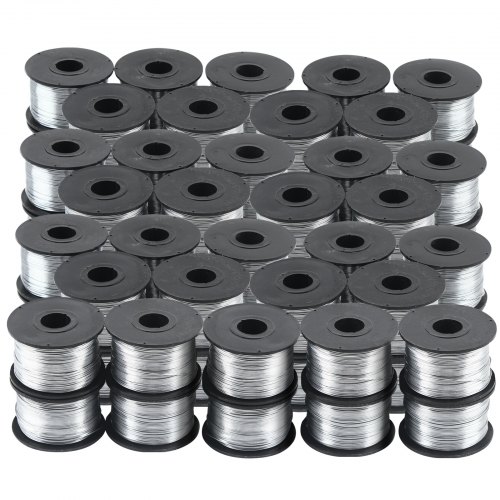 VEVOR Cable de Acero de 0,8 m, Tendedero de Camping de 45 Bobinas, Alambre de Refuerzo de Acero con Poco Carbono, Tensor de Cuerda de Acero Inoxidable Longitud del Cable 110 m Peso del Embalaje 21 kg