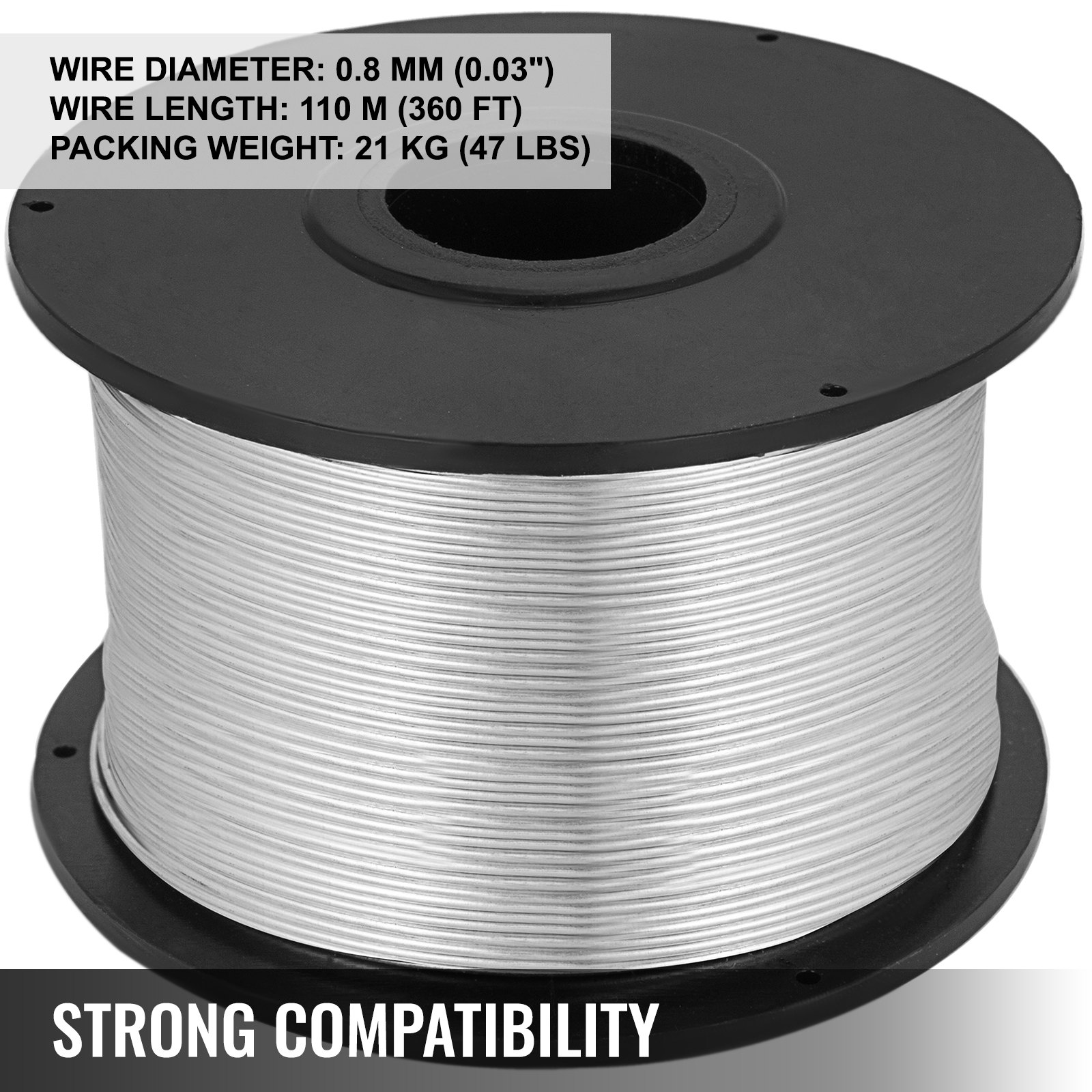 VEVOR Cable de Acero de 0,8 m, Tendedero de Camping de 45 Bobinas, Alambre de Refuerzo de Acero con Poco Carbono, Tensor de Cuerda de Acero Inoxidable Longitud del Cable 110 m Peso del Embalaje 21 kg