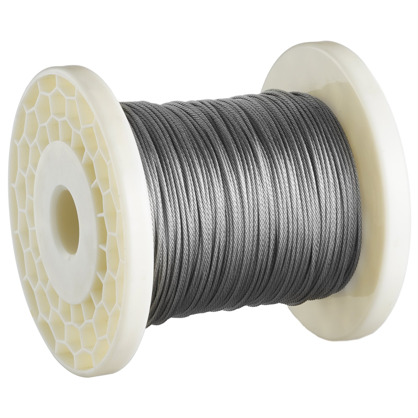 VEVOR Cable de Acero Inoxidable 100 m Diámetro de 1,59 mm Cable de Suspensión 7x7 hilos Resistencia a la Rotura 144kg 80 Manguitos 20 Terminales para Barandillas Tendedero Guirnalda de Luces Colgantes