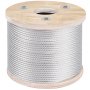 VEVOR Cuerda de alambre diámetro de 3/16" / 4,8 mm cable de acero inoxidable 304 longitud de 250 pies / 76 m cable 7x19 para bricolaje barandilla, tendedero, barandilla de escalera, valla de jardín