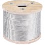 VEVOR Cuerda de alambre diámetro de 3/16" / 4,8 mm cable de acero inoxidable 304 longitud de 250 pies / 76 m cable 7x19 para bricolaje barandilla, tendedero, barandilla de escalera, valla de jardín