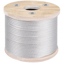 VEVOR Cuerda de alambre diámetro de 3/16" / 4,8 mm cable de acero inoxidable 304 longitud de 250 pies / 76 m cable 7x19 para bricolaje barandilla, tendedero, barandilla de escalera, valla de jardín