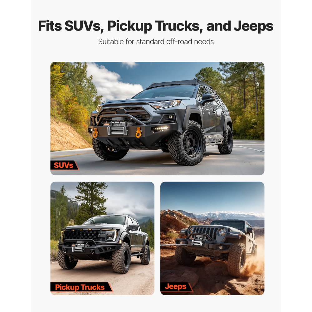 VEVOR Electric Winch, 5400 kg Load Capacity, 12V DC Truck Winch with Φ9.1 mm x 26 m Steel Rope, Wireless & Wired Remote Control, Suitable for Towing SUV Jeep Trailer Boat Off-Road Vehicle