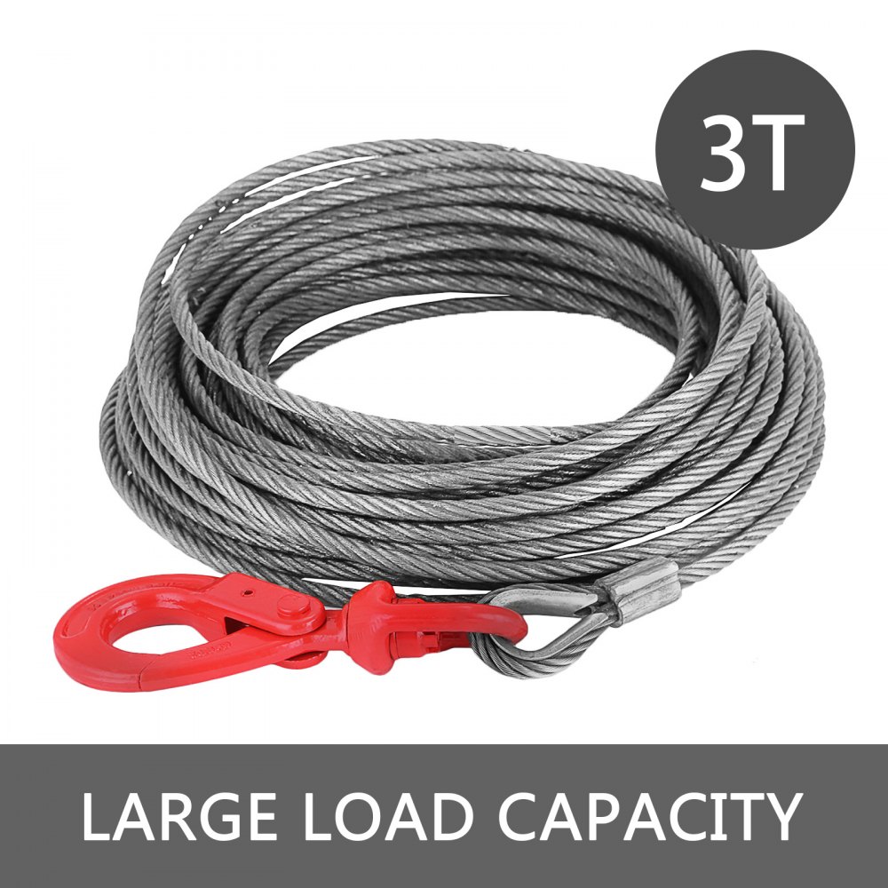 Alambre De Acero Con Gancho Duradero Cable De Acero Núcleo De Cáñamo 3t 12mm26m