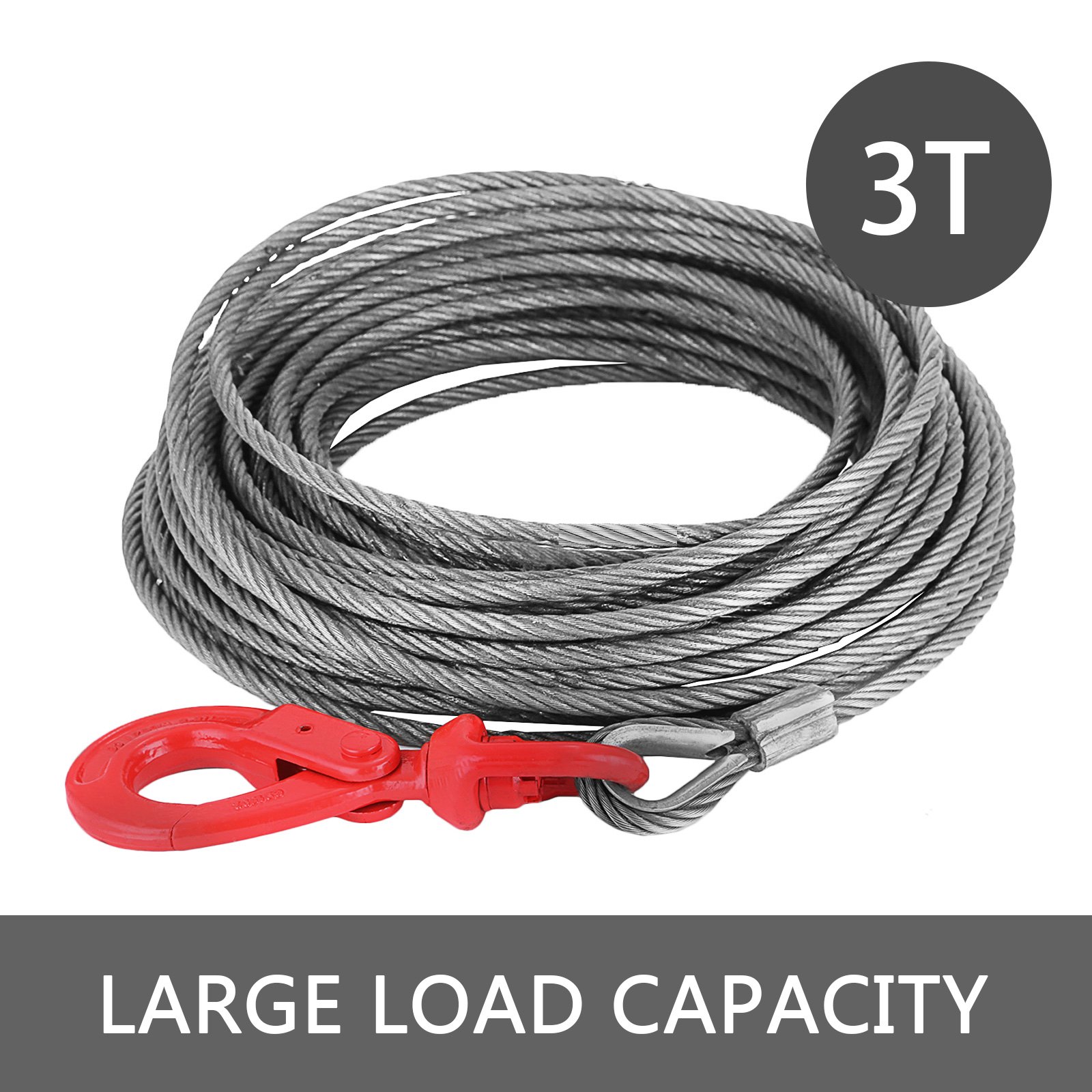 Alambre De Acero Con Gancho Duradero Cable De Acero Núcleo De Cáñamo 3t 12mm26m
