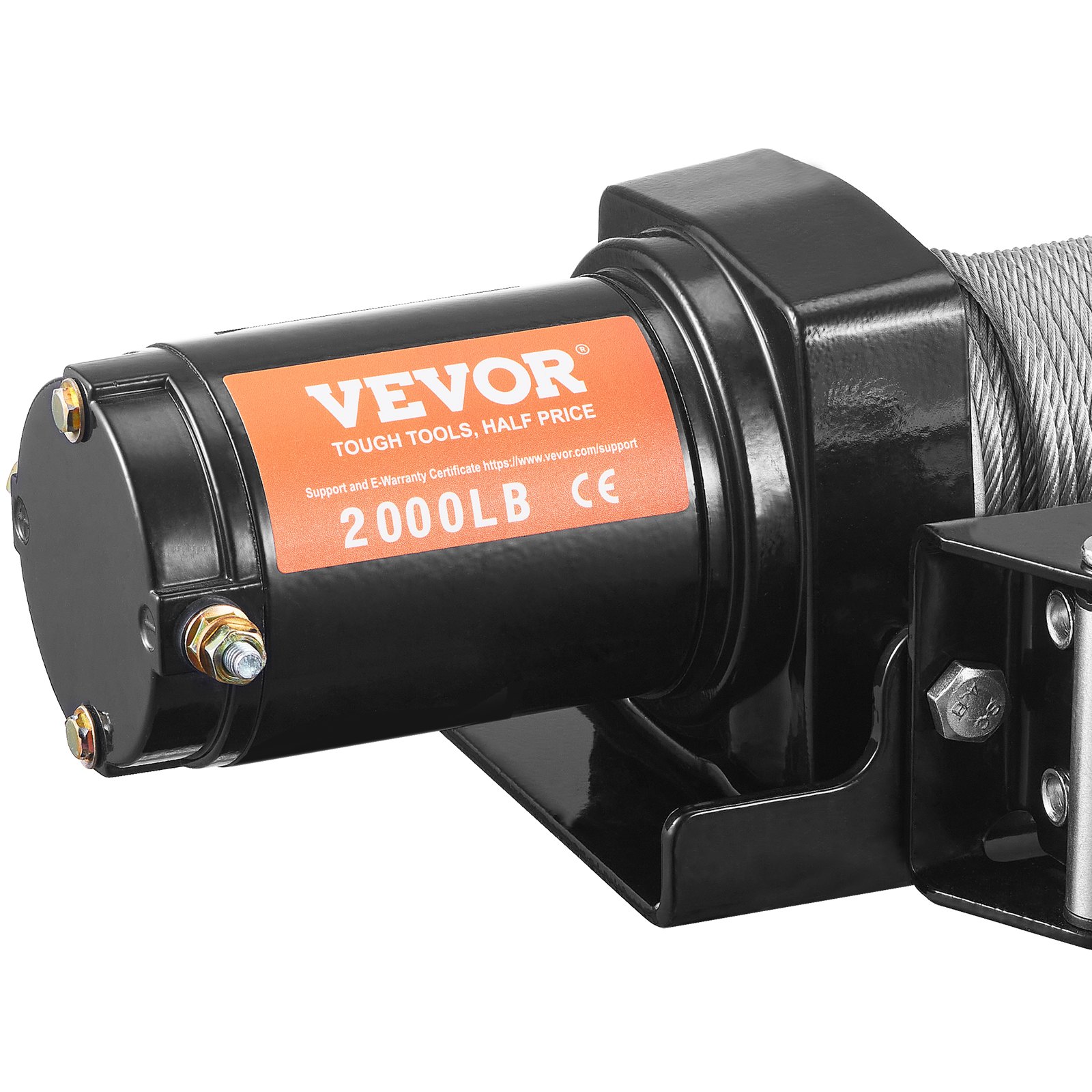 VEVOR Cabrestante Eléctrico 12V 2000 libras / 907kg Cabrestante de Cable de Acero 1,8 m Control Remoto de Mano IP55 con Cable de Control Remoto Negro Ideal para Medianas Grandes SUV Camiones Yates