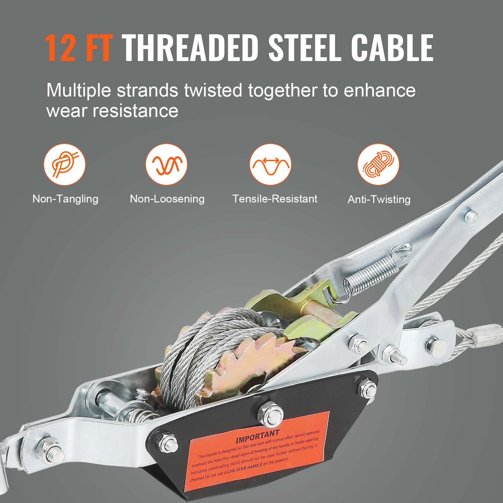 VEVOR Power Puller Come Along Winch 2 toneladas 4409 lbs Polipasto de tracción resistente 2 ganchos