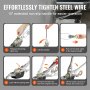 VEVOR Cabrestante de Tracción Capacidad de Tracción de 2 T Cable de Acero de 3,7 m 2 Ganchos Herramienta Extractora de Trinquete Extractor de Cable de Elevación Ideal para Rescate de Vehículos