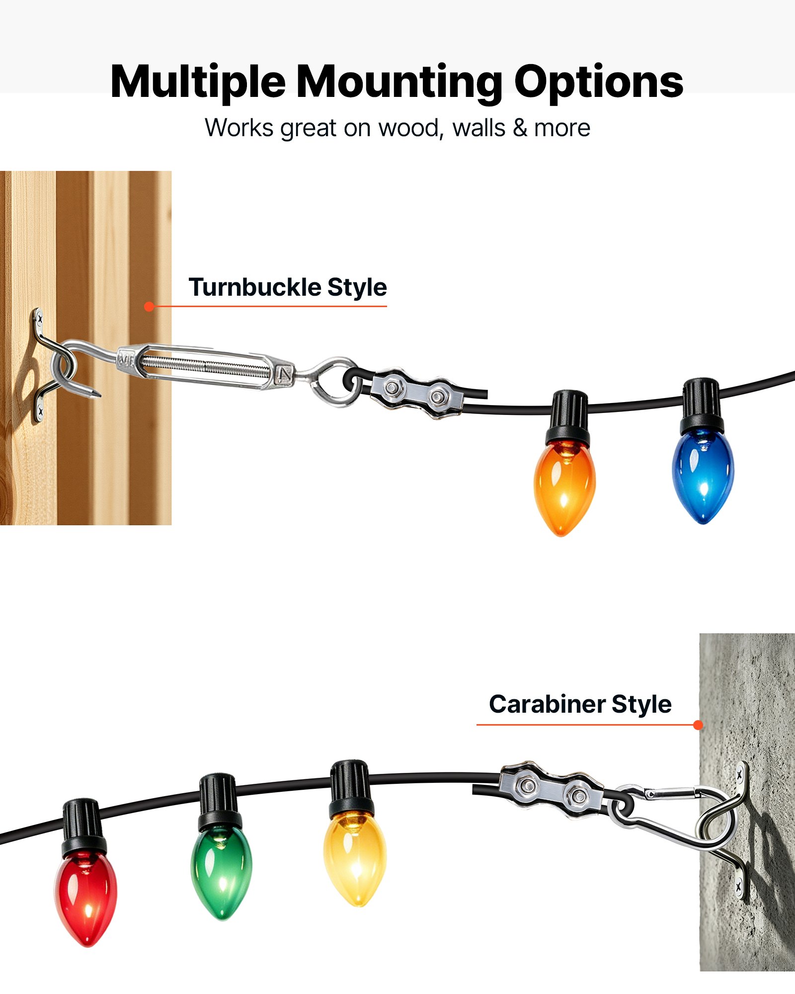 VEVOR Cable de Acero Inoxidable 304 Diámetro de 2,38 mm, Rollo de Cuerda de Alambre 50 m, Resistencia a la Rotura de 2 KN, Construcción de 7 x 7,  para Barandillas de Terraza, Enrejados de Jardín