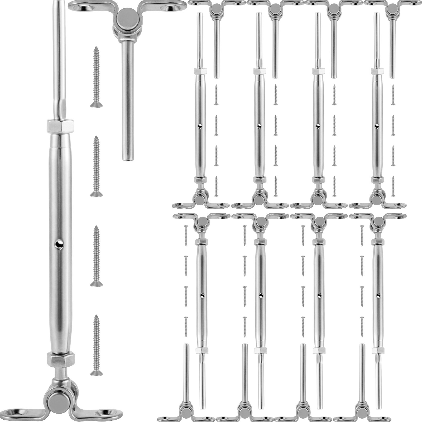 Vevor 8 Juegos De Tensor Con Palanca De Cubierta Acero Inoxidable 1/8 Pulgadas