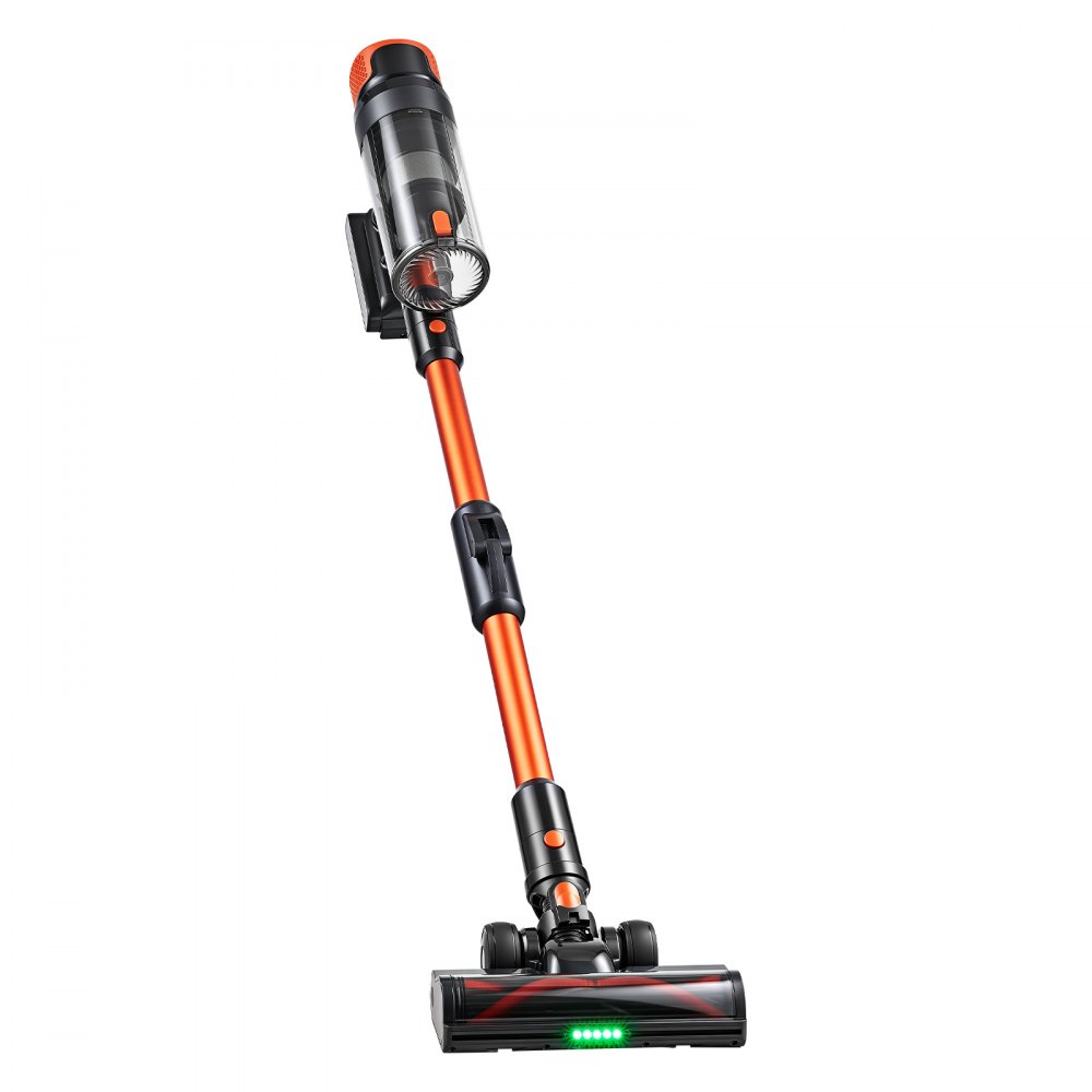 VEVOR Aspiradora sin Cable 600 W 50 kPa Aspiradora Escoba Tubo Flexible, Máquina de Limpieza para Suelo Alfombra Pelo, Autonomía de 50 Minutos, Autoportante, 4 Cepillos de Intercambio, Pantalla LED