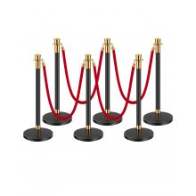 VEVOR 6 PCS Poste de Estaca de 1,5 m con 4 Cuerdas de Terciopelo Rojo, Negro