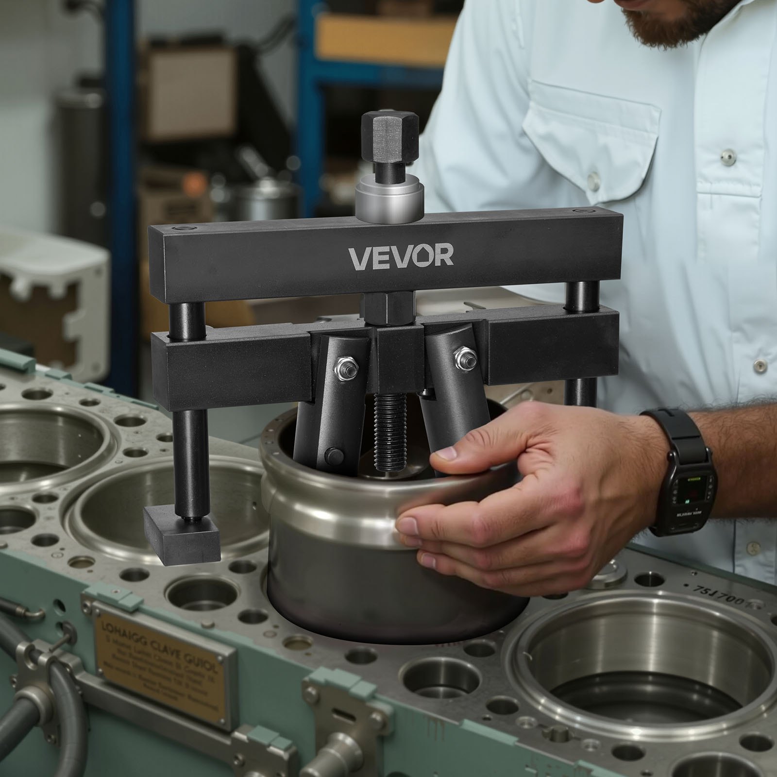 VEVOR Universal Cylinder Liner Puller Assembly, Used for Mack Cummins Cat on Wet Liner from 98.43 mm to 158.75 mm Bore, Diesel Engine Cylinder Liner Removal Tool, Replace PT-6400-C, M50010-B, 3376015