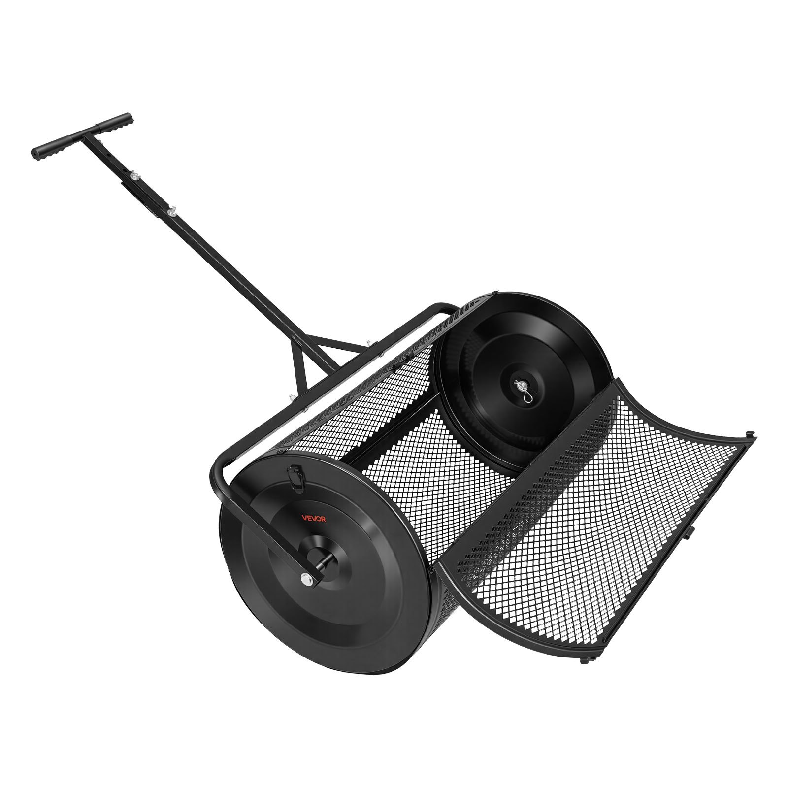 VEVOR Esparcidor de Compostaje 116 L, Ancho de Trabajo de 91 cm, Esparcidor de Semillas Abono Fertilizante, Cesto de Malla Metálica con Asa Ajustable de 4 Alturas Modo de Remolque, para Césped Jardín