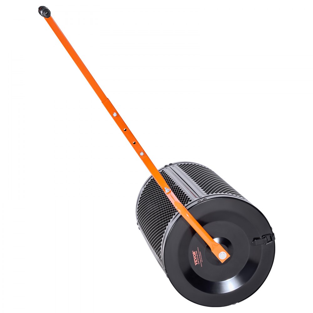 VEVOR Compost Spreader, 24 in Wide Peat Moss Spreader with T Shaped Handle, 3 Heights Adjustable, Powder-Coated Steel Garden Peat Moss Roller, Heavy Duty Grass Seed Spreaders for Planting Seeding