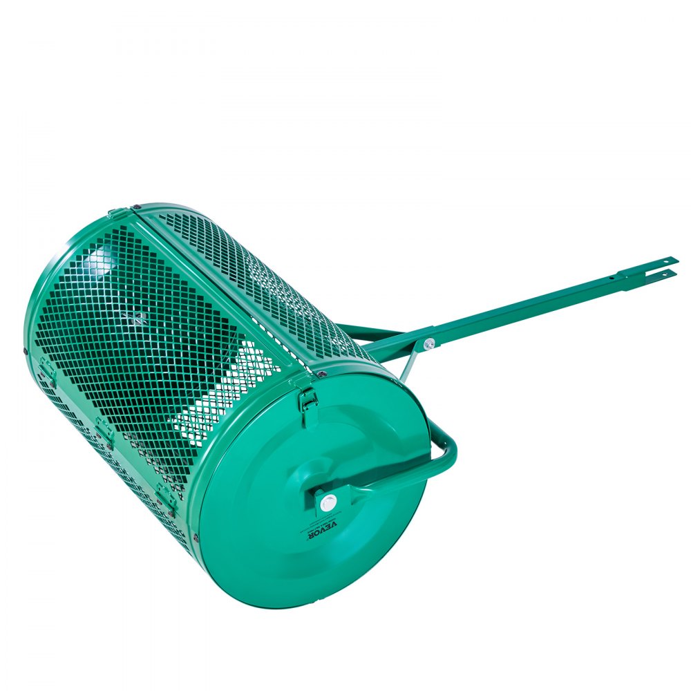 VEVOR Compost Spreader, 24 in Wide Peat Moss Spreader with Push/Tow Handle, 4 Heights Adjustable, Powder-Coated Steel Garden Peat Moss Roller, Heavy Duty Grass Seed Spreaders for Planting Seeding