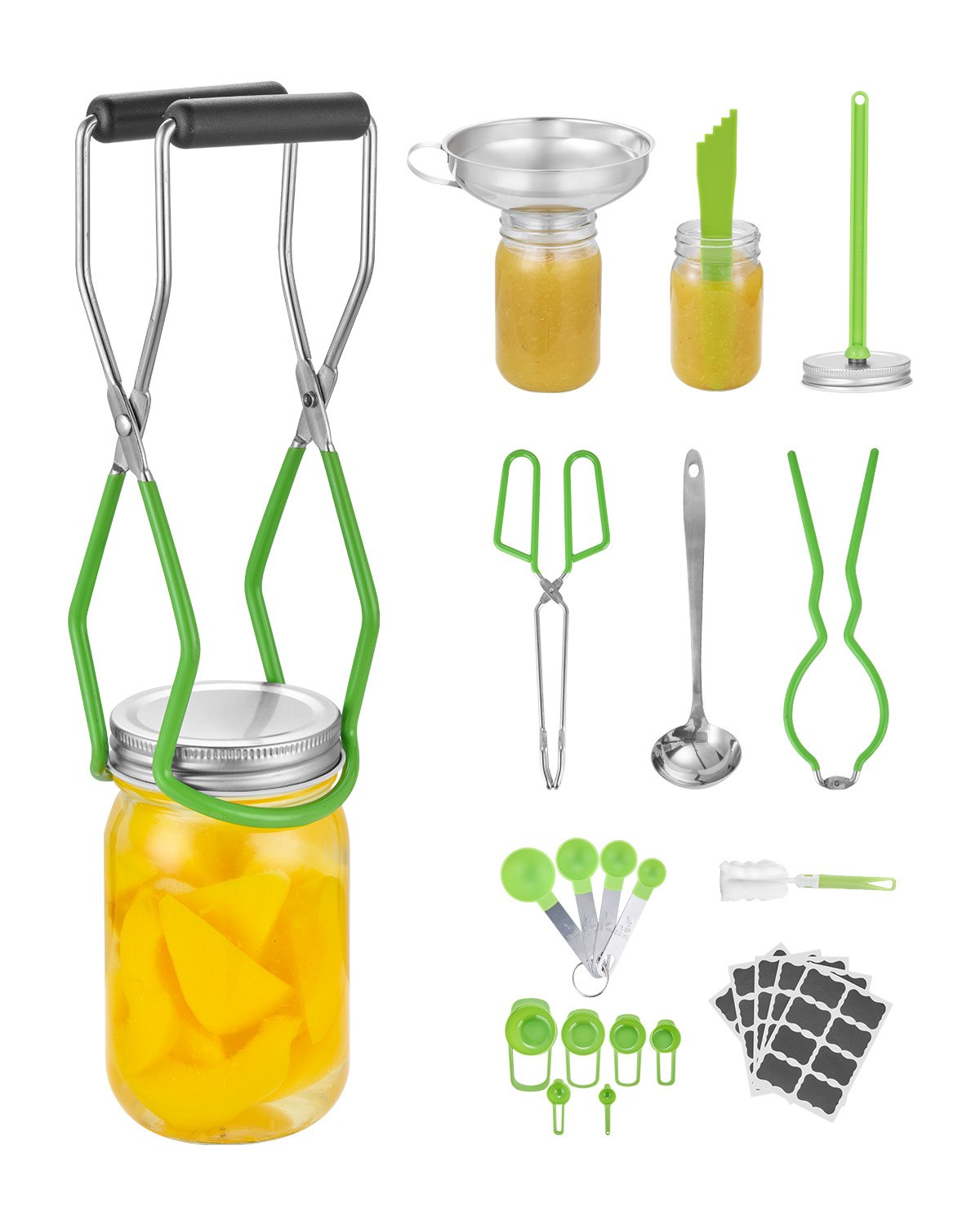 VEVOR Kit de Inicio de Suministros para Enlatado al Baño María, Acero Inoxidable, con Cucharón, Cuchara y Taza Medidoras, Embudo, Pinzas, Elevador de Frascos, Llave a Frascos, 285 x 165 x 105 mm