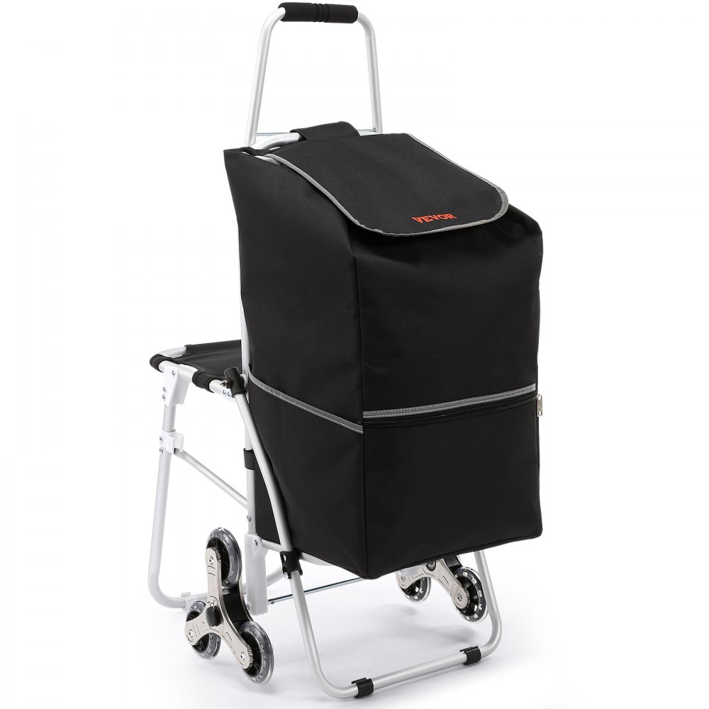VEVOR Carro para Subir Escaleras 50L Carro de Compra Plegable con Bolsa Asiento