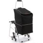 VEVOR Carro para Subir Escaleras 50L Carro de Compra Plegable con Bolsa Asiento