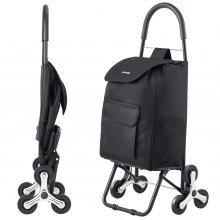 VEVOR Carrito de Compra para Subir Escaleras Plegable 36 L 6 Ruedas Bolsa Negra