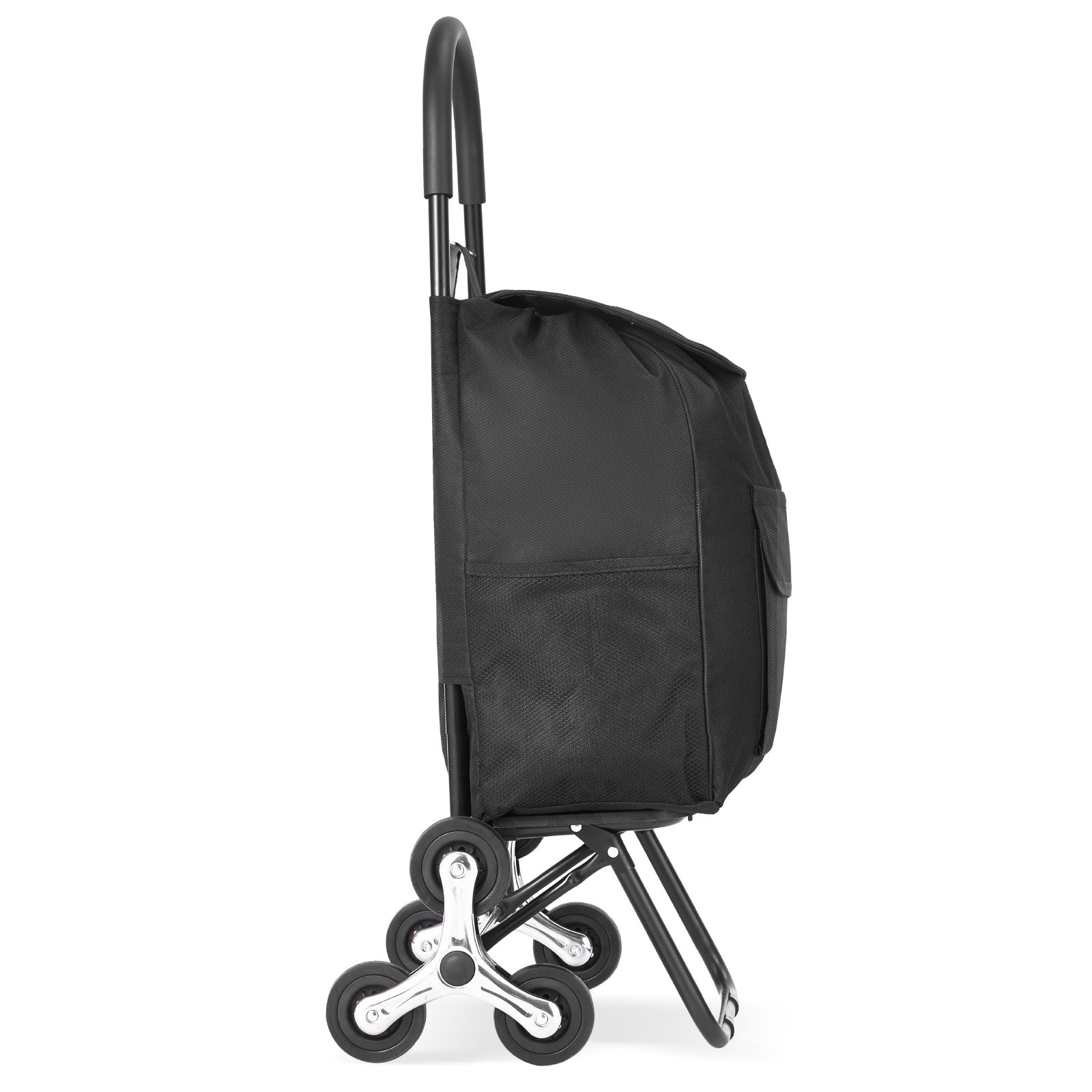 VEVOR foldable shopping trolley, 450x350x965mm, 6-wheeled stair-climbing hand truck, Oxford fabric storage bag, for shopping, office, moving, transport, outdoor use, laundry, black